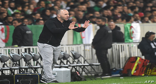 Algeria's head coach Djamel Belmadi gestures during the international friendly football match between Algeria and Colombia on October 15, 2019 at Pierre Mauroy stadium in Villeneuve d'Ascq, northern France. (Photo by FRANCOIS LO PRESTI / AFP)