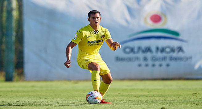 OLIVA, SPAIN - JULY 16: Aissa Mandi of Villarreal CF in action during a Pre-Season friendly match between Valencia CF and Villarreal CF at Oliva Nova Beach & Golf Resort on July 16, 2021 in Oliva, Spain. (Photo by Silvestre Szpylma/Quality Sport Images/Getty Images)