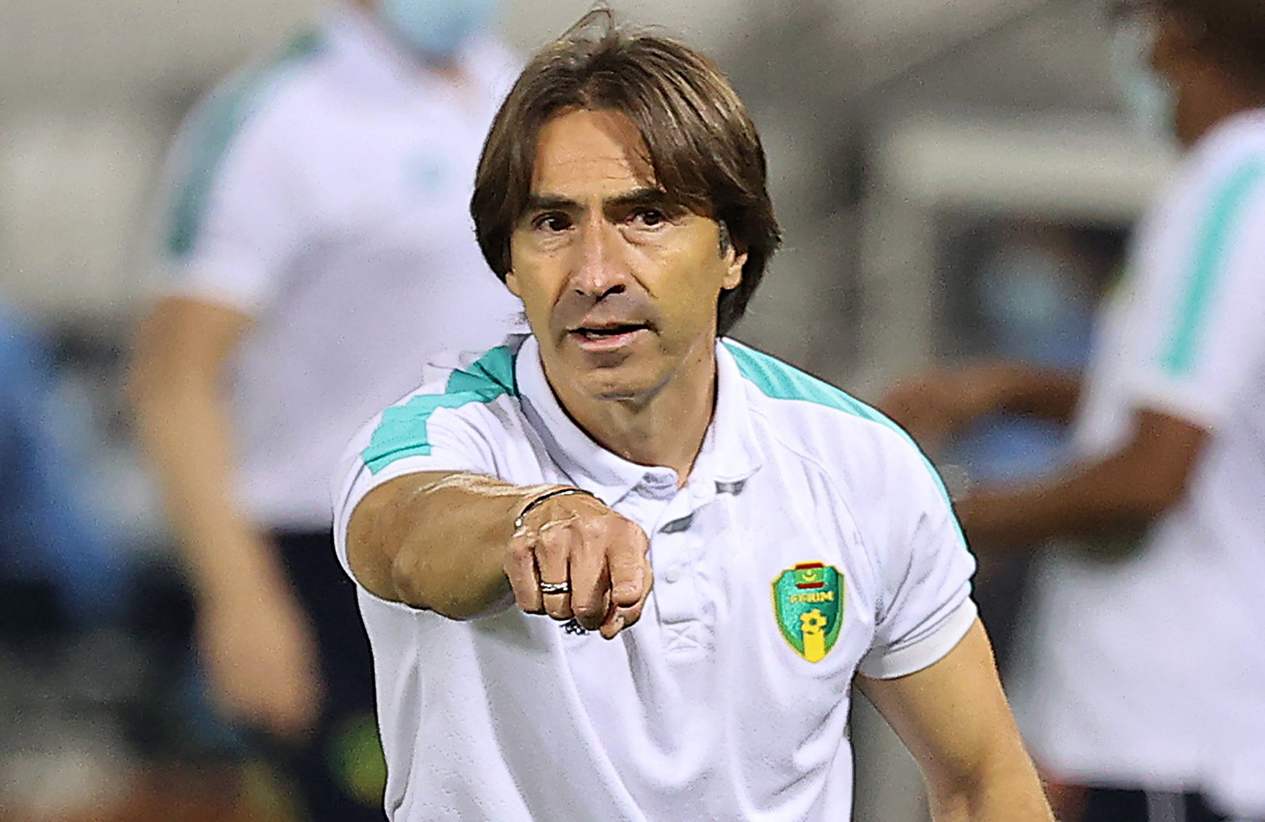 (FILES) In this file photograph taken on June 22, 2021, then Mauritania head coach Corentin Martins gestures during the 2021 FIFA Arab Cup qualifier football match between Mauritania and Yemen at Jassim Bin Hamad Stadium in Qatar's capital Doha. - Former France international Corentin Martins has been appointed coach of the Libyan football team, the national federation confirmed on April 11, 2022, Martins has been given a one-year contract in the run-up to the 2023 Africa Cup of Nations. (Photo by KARIM JAAFAR / AFP)