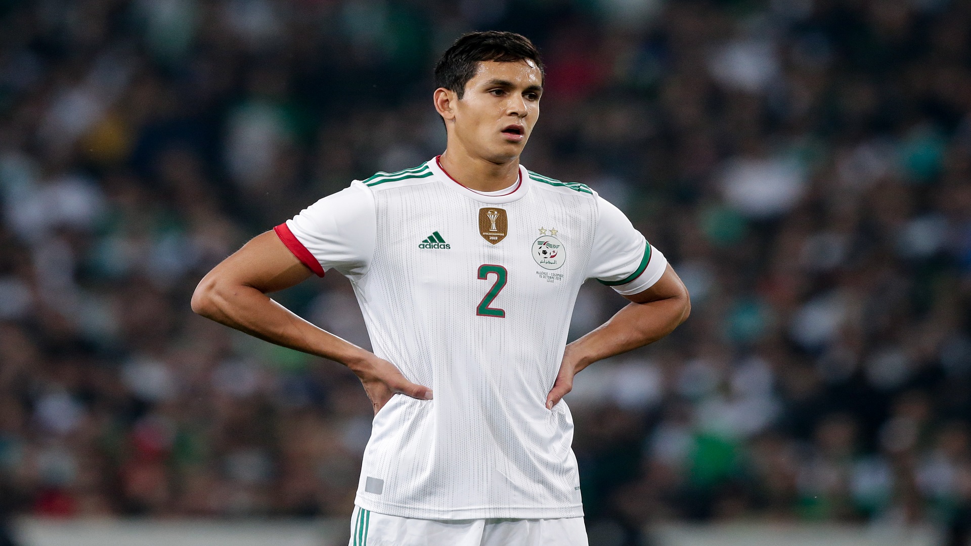 LILLE, FRANCE - OCTOBER 15: Aissa Mandi of Algeria during the International Friendly match between Algeria v Colombia at the Stade Pierre Mauroy on October 15, 2019 in Lille France (Photo by Erwin Spek/Soccrates/Getty Images)