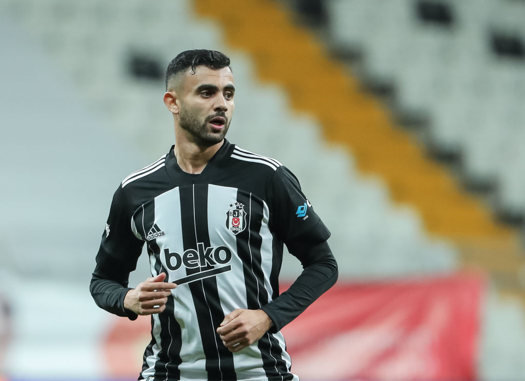 ISTANBUL, TURKEY - DECEMBER 28: (BILD ZEITUNG OUT) Rachid Ghezzal of Besiktas JK looks on during the Sueper Lig match between Besiktas Istanbul and Sivasspor at Vodafone Park on December 28, 2020 in Istanbul, Turkey. (Photo by Ahmad Mora/DeFodi Images via Getty Images)