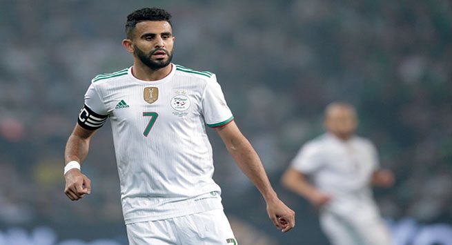 LILLE, FRANCE - OCTOBER 15: Riyad Mahrez of Algeria during the  International Friendly match between Algeria  v Colombia  at the Stade Pierre Mauroy on October 15, 2019 in Lille France (Photo by Erwin Spek/Soccrates/Getty Images)